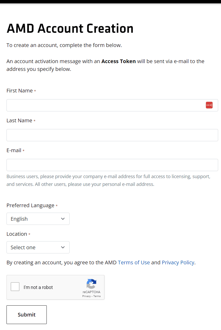 amd account creation amd account creation